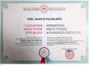 Dr. Leyla Arvas Sağlık Turizmi Sertifikası